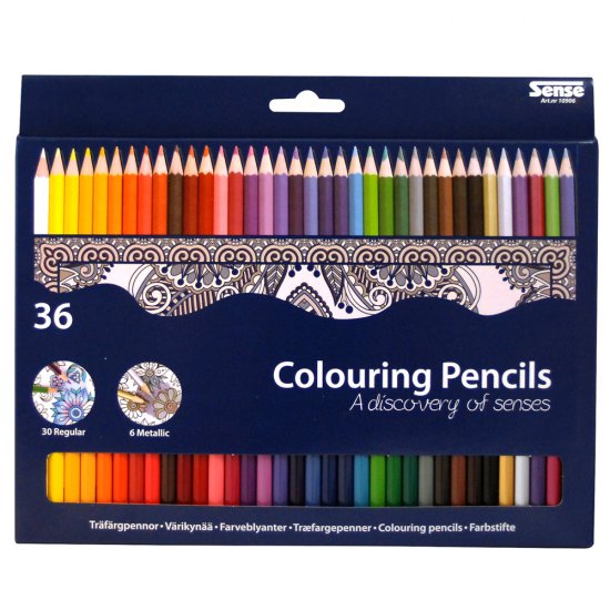 Цветни моливи - 36 бр. (вкл. 6 бр. металик)