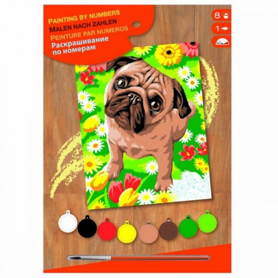 Рисуване по номера с акрилни бои, Мопс