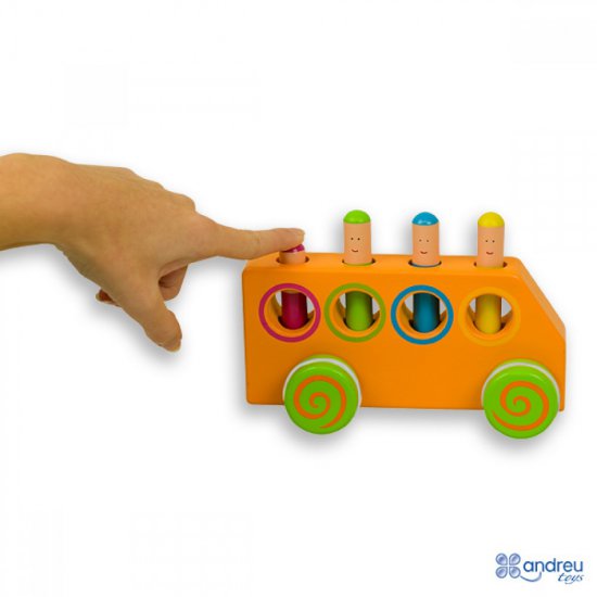 Дървена игра "Нагоре, надолу" - автобус