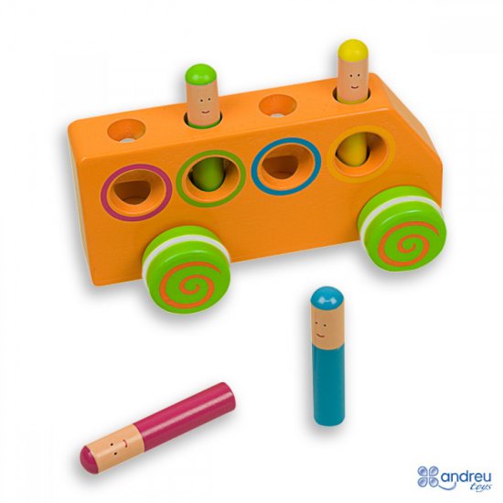 Дървена игра "Нагоре, надолу" - автобус