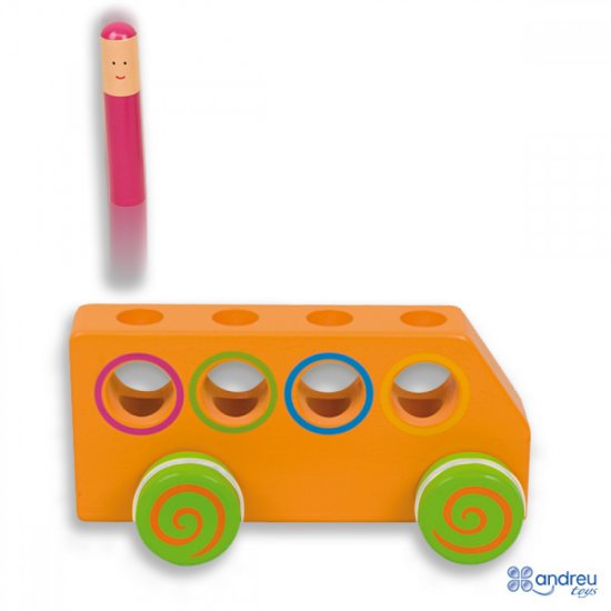 Дървена игра "Нагоре, надолу" - автобус