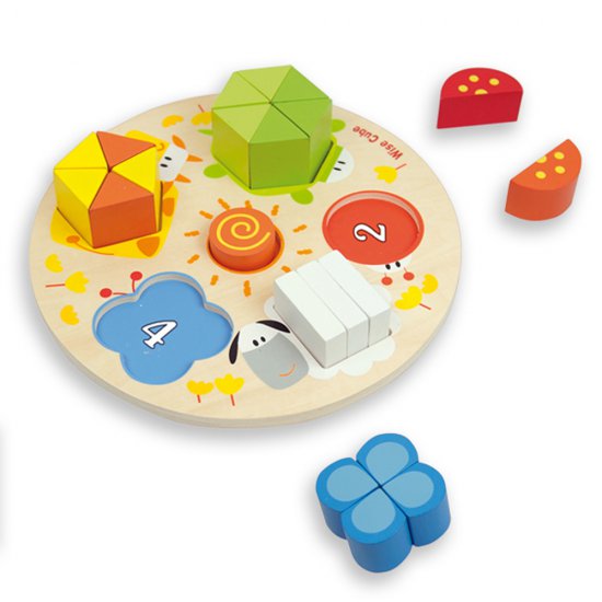 Дървен пъзел - цифри, форми и цветове