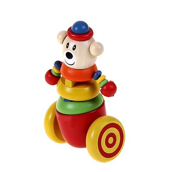 Дървена играчка за бутане - Мече