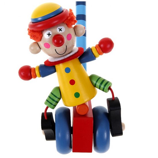 Дървена играчка за бутане - Клоун