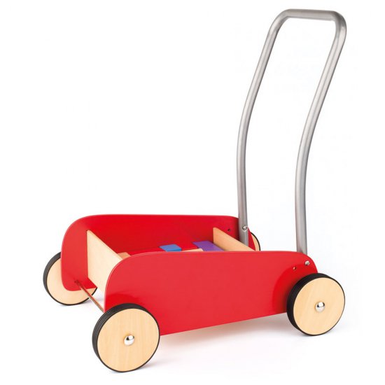 Дървена количка за прохождане с конструктор