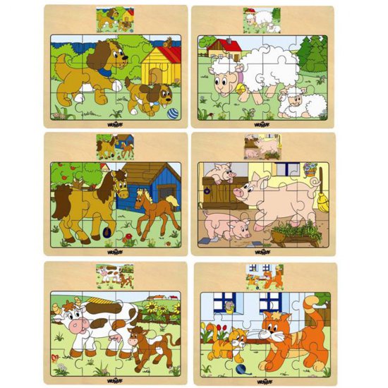Дървен пъзел с 12 части - Прасенца