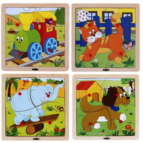 Дървен пъзел с рамка - Веселото влакче
