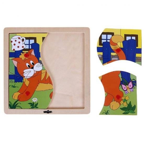 Дървен пъзел с рамка - Коте
