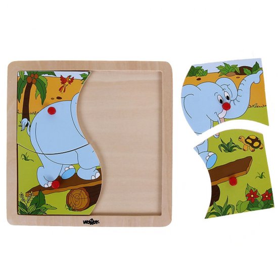 Дървен пъзел с рамка - Слонче