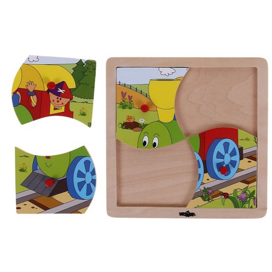 Дървен пъзел с рамка - Веселото влакче
