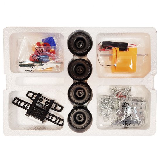 Метален конструктор, Джип с батерии, 198 части, Silver Serie