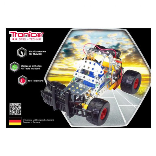 Метален конструктор, Джип с батерии, 198 части, Silver Serie