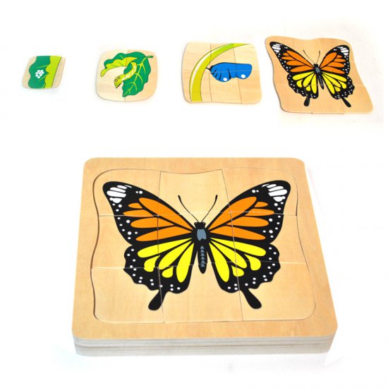 Многопластов пъзел, Жизнен цикъл на пеперудата - Монтесори материали