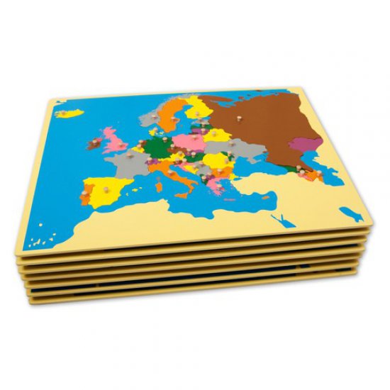 8 пъзела, Карти на континентите със стойка - Монтесори материали