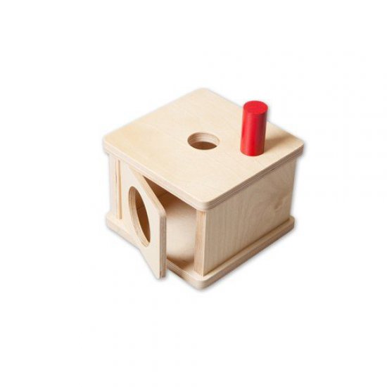 Дървена кутия с малък цилиндър - Монтесори материали