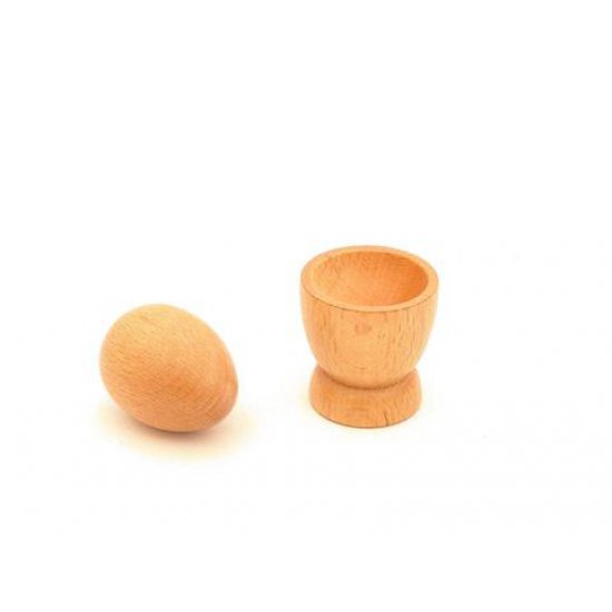 Дървени яйце и чаша за сглобяване (за бебета) - Монтесори материали