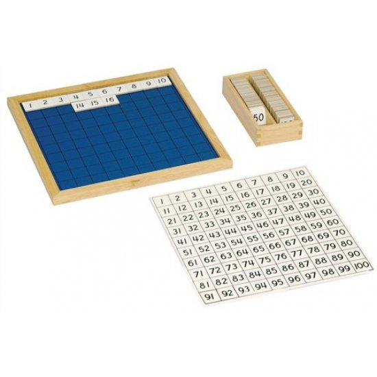 Математическа табла с числата от 1 до 100 + Контролна карта - Монтесори материали
