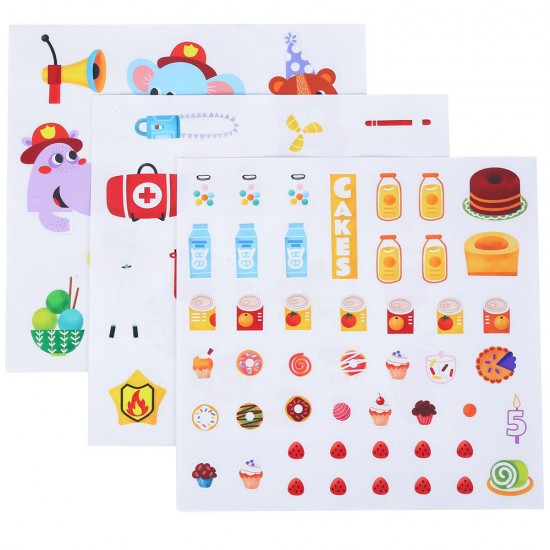 Tooky Toy, Комплект със стикери за многократна употреба, Пожарна и камион за сладолед
