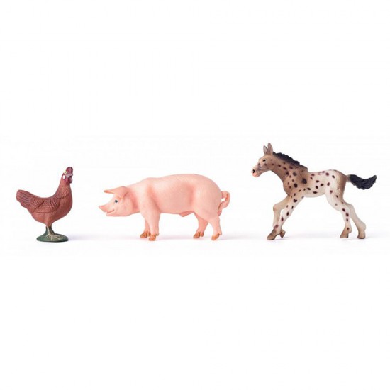 Дървена ферма за игра с фигури на животни и хора