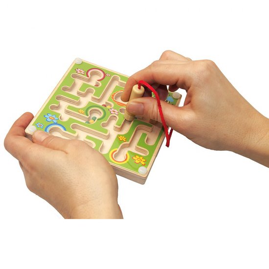 Дървен лабиринт с топчета - зелен