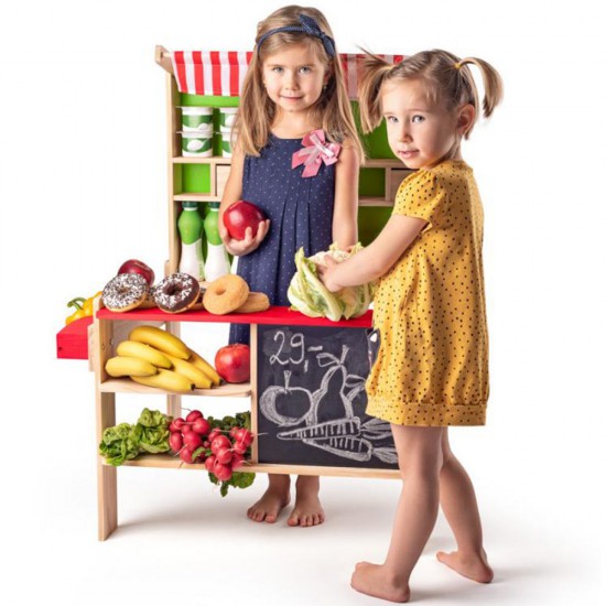 Дървен детски магазин с черна дъска