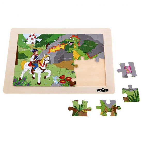 Дървен пъзел с рамка "Принц Баяя и дракон"