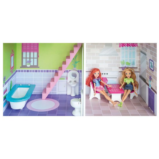 Голяма дървена къща за кукли с обзавеждане, Прованс