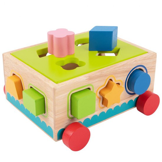 Tooky Toy, Дървена количка-сортер за дърпане