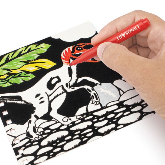 DinosArt, Творческа книга, рисуване с кадифе, Динозаври