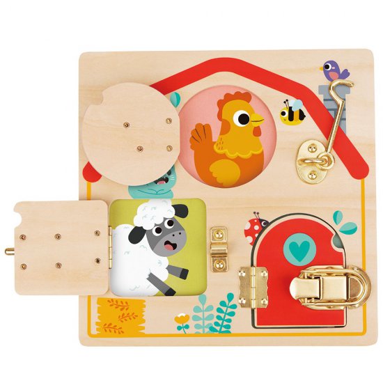 Tooky Toy, Дървена активна дъска, Къща с ключалки