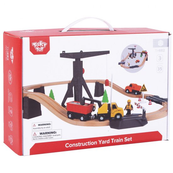 Tooky Toy, Дървена строителна площадка, с кран и релси