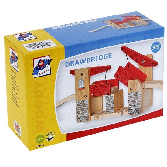 Дървен вдигащ се мост за влакче с релси