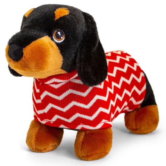 Keeleco, Екологична играчка, Keeleco, Куче дакел с коледен костюм, 25 см, Keel Toys