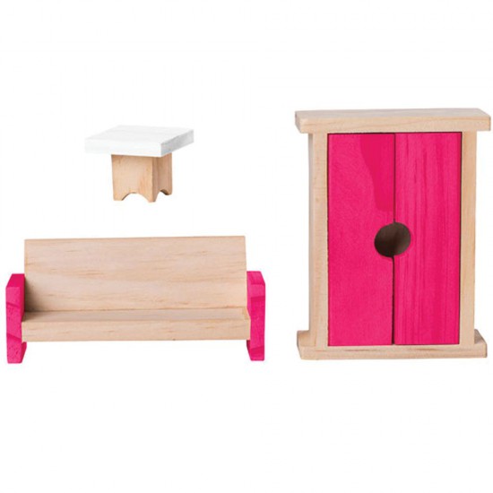 Дървена къща с обзавеждане и кукли - Анна Мария