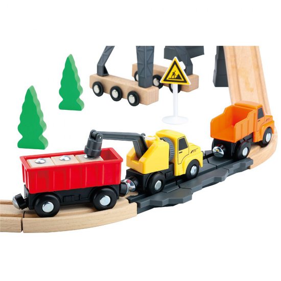 Tooky Toy, Дървена строителна площадка, с кран и релси
