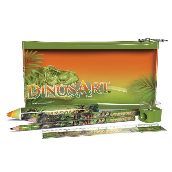 DinosArt, Комплект с ученически принадлежност с несесер, Динозаври
