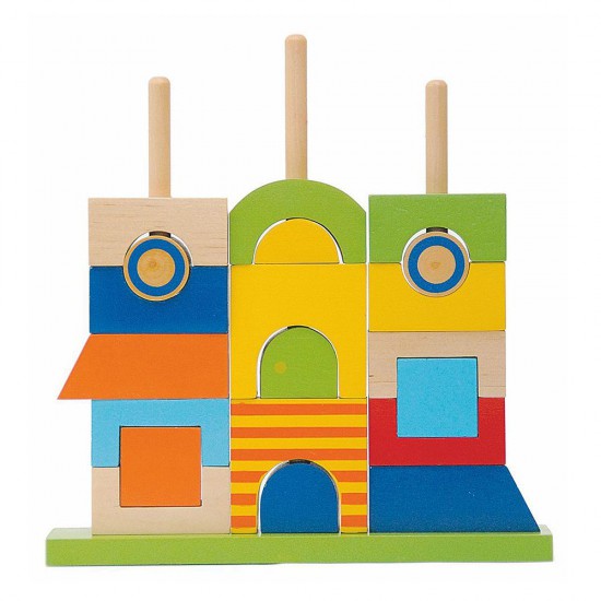 Дървена низанка - цветна къща