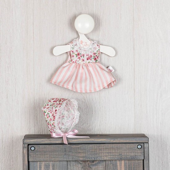 Дрехи за кукла, Шапка и рокля на цветя, за бебе Чикита, 21 см, Asi