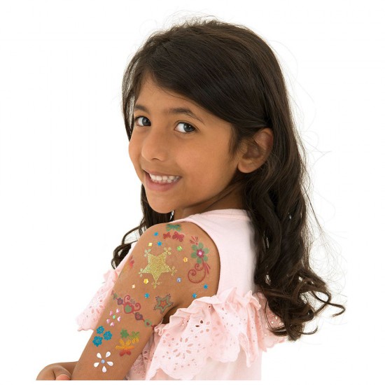 Комплект с блестящи татуировки и аксесоари за тяло