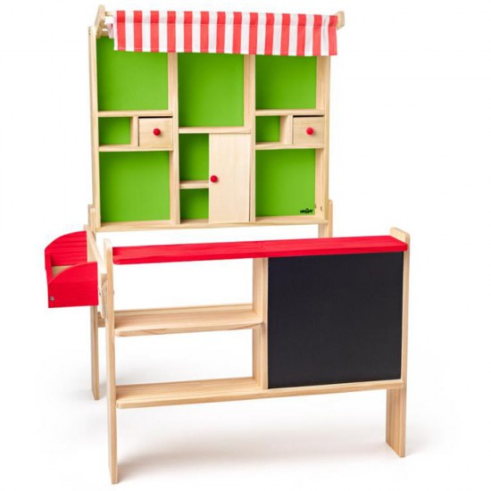 Дървен детски магазин с черна дъска