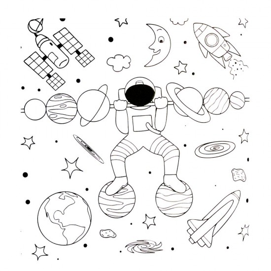 Детска книжка за оцветяване, Космос