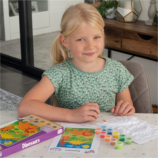 Детски комплект за рисуване на релефна картина, Динозаври