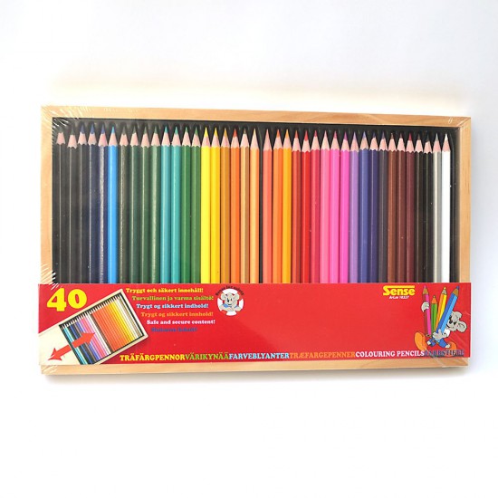 Цветни моливи - 40 бр. в дървена кутия