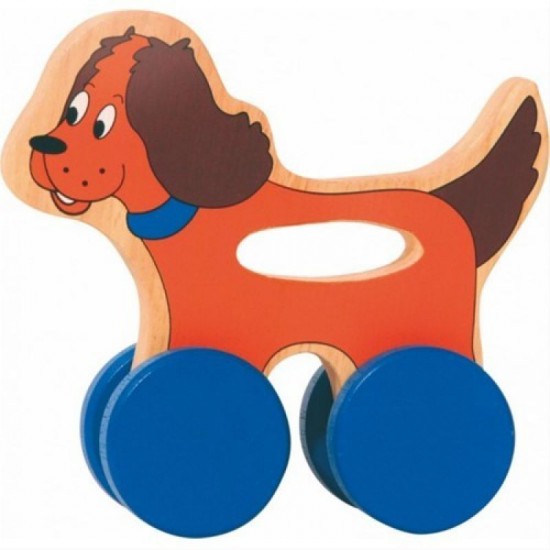 Дървена играчка за дърпане, Куче