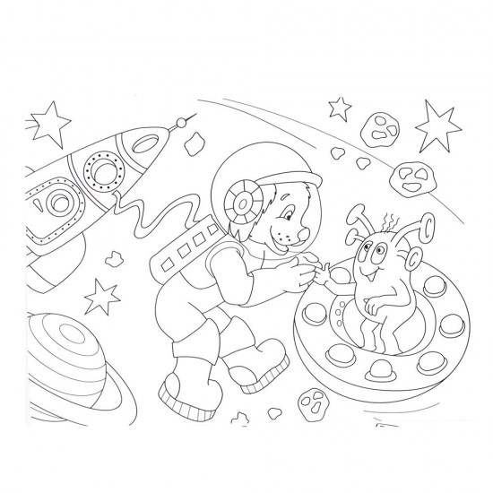 Детска книжка за оцветяване, Космос