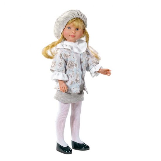 Кукла Силия, с палтенце на цветя и барета, 30 см