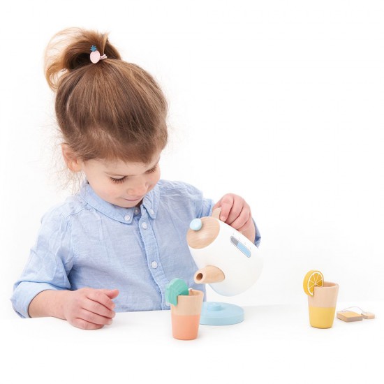 Lelin Toys, Дървен комплект за чай с кана