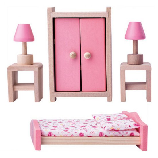 Дървена къща с обзавеждане и кукли - вила Вистерия