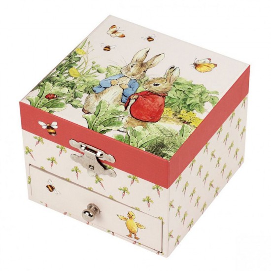 Дървена музикална кутия за бижута, Зайчето Питър в градината