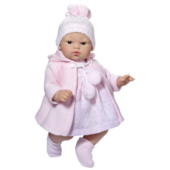 Кукла бебе Коке с розова плетена рокличка и шапка